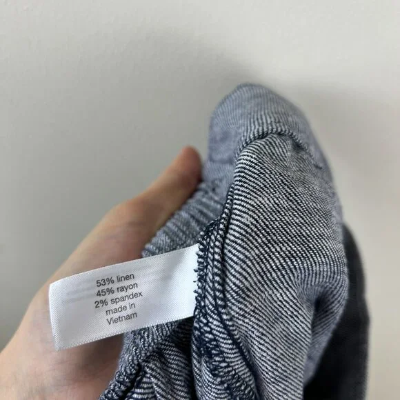 NWT Lane Bryant Blue Mid Rise Wide Leg Cropped Pull On Linen Pants - Picture 5 of 6